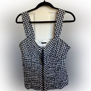 Leifsdottir Navy and White Checkered Tank Top